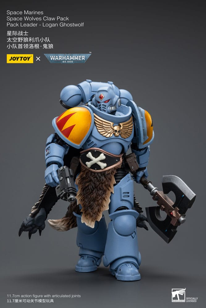 Warhammer 40k Space Marines Space Wolves Claw Pack Pack Leader -Logan Ghostwolf 12cm 1/18 Scale Action Figure