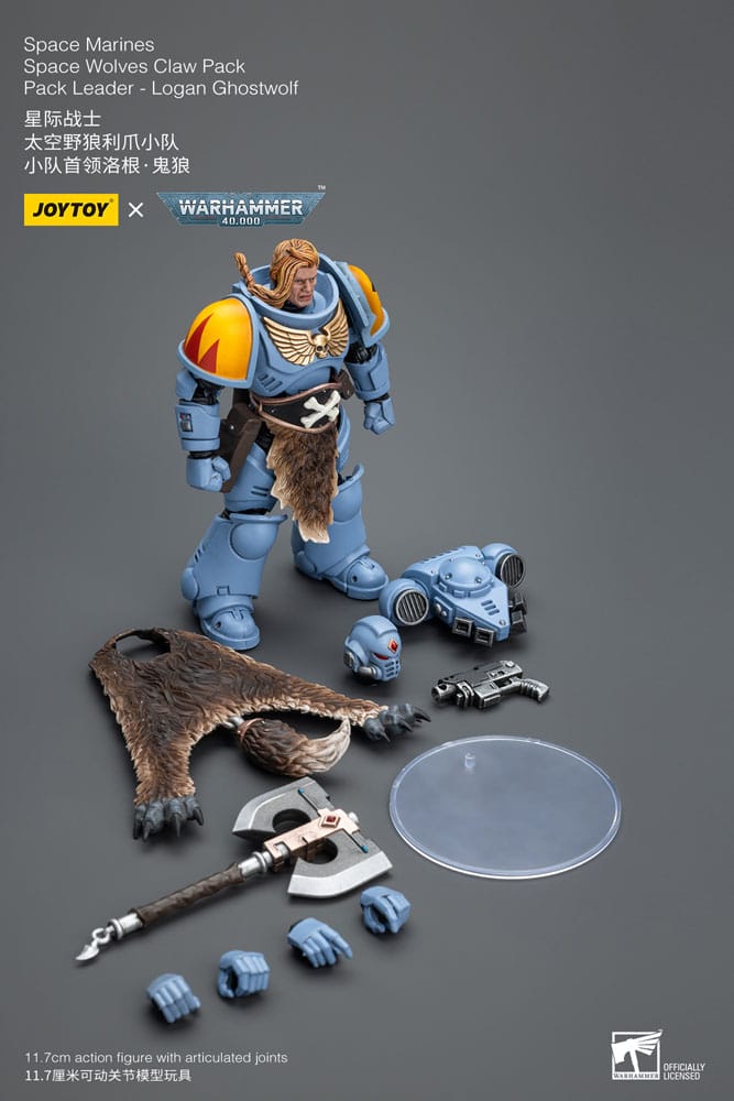 Warhammer 40k Space Marines Space Wolves Claw Pack Pack Leader -Logan Ghostwolf 12cm 1/18 Scale Action Figure