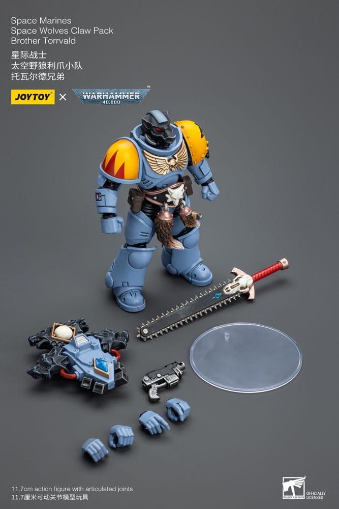 Warhammer 40k Space Marines Space Wolves Claw Pack Brother Torrvald 12cm 1/18 Scale Action Figure
