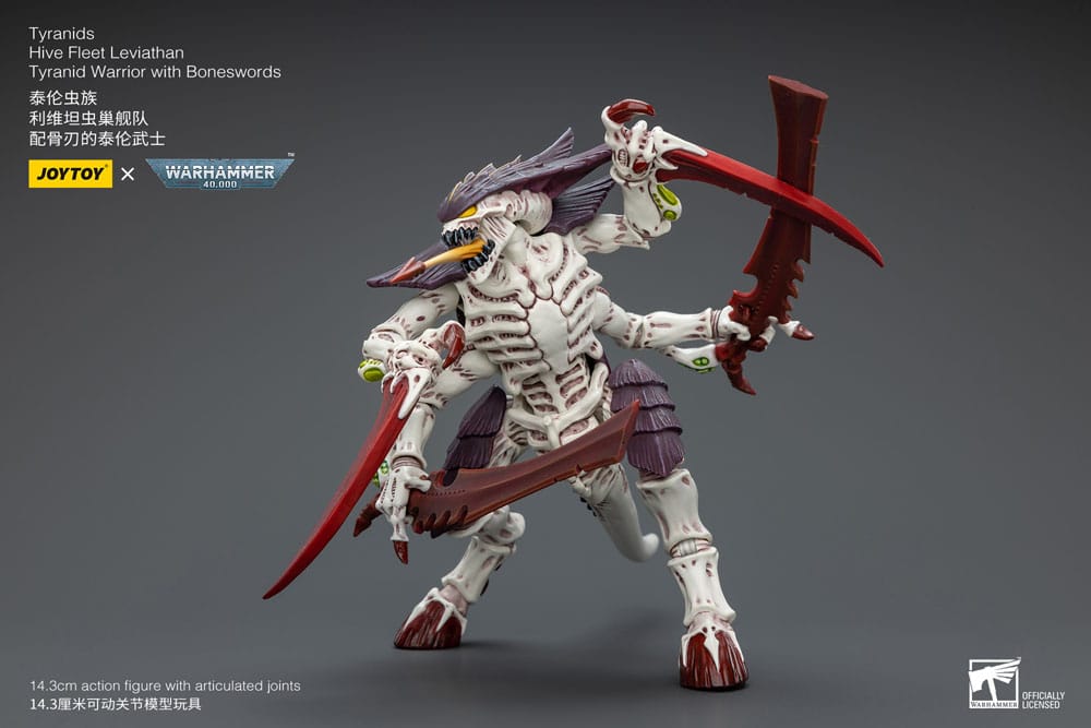 Warhammer 40k Tyranids Hive Fleet Leviathan Tyranid Warrior with Boneswords 12 cm 1/18 Action Figure