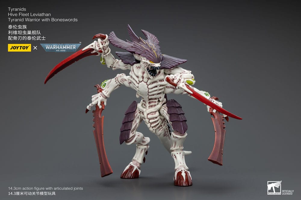 Warhammer 40k Tyranids Hive Fleet Leviathan Tyranid Warrior with Boneswords 12 cm 1/18 Action Figure