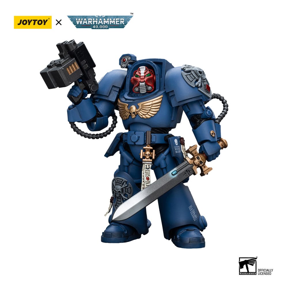 Warhammer 40k Ultramarines Terminator Squad Sergeant with Power Sword and Teleport Homer 12 cm 1/18 Action Figure