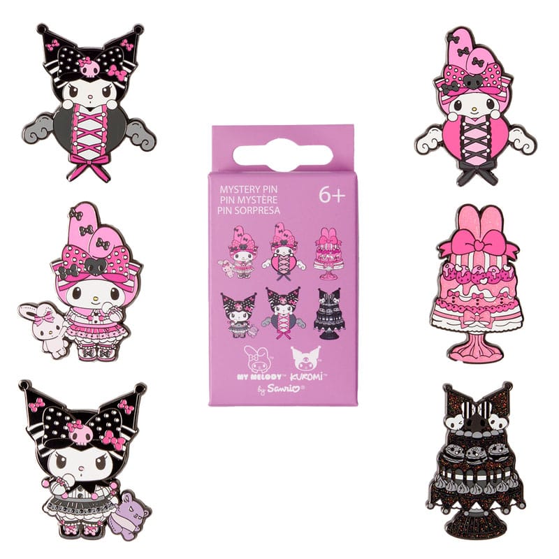 Paramount by Loungefly Enamel Pins Blind Box My Melody and Kuromi Pink and Black Assortment (12)