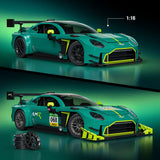 Hot Wheels Elite Mattel Brick Shop Building Set 1/16 '24 Aston Martin Vantage GT3
