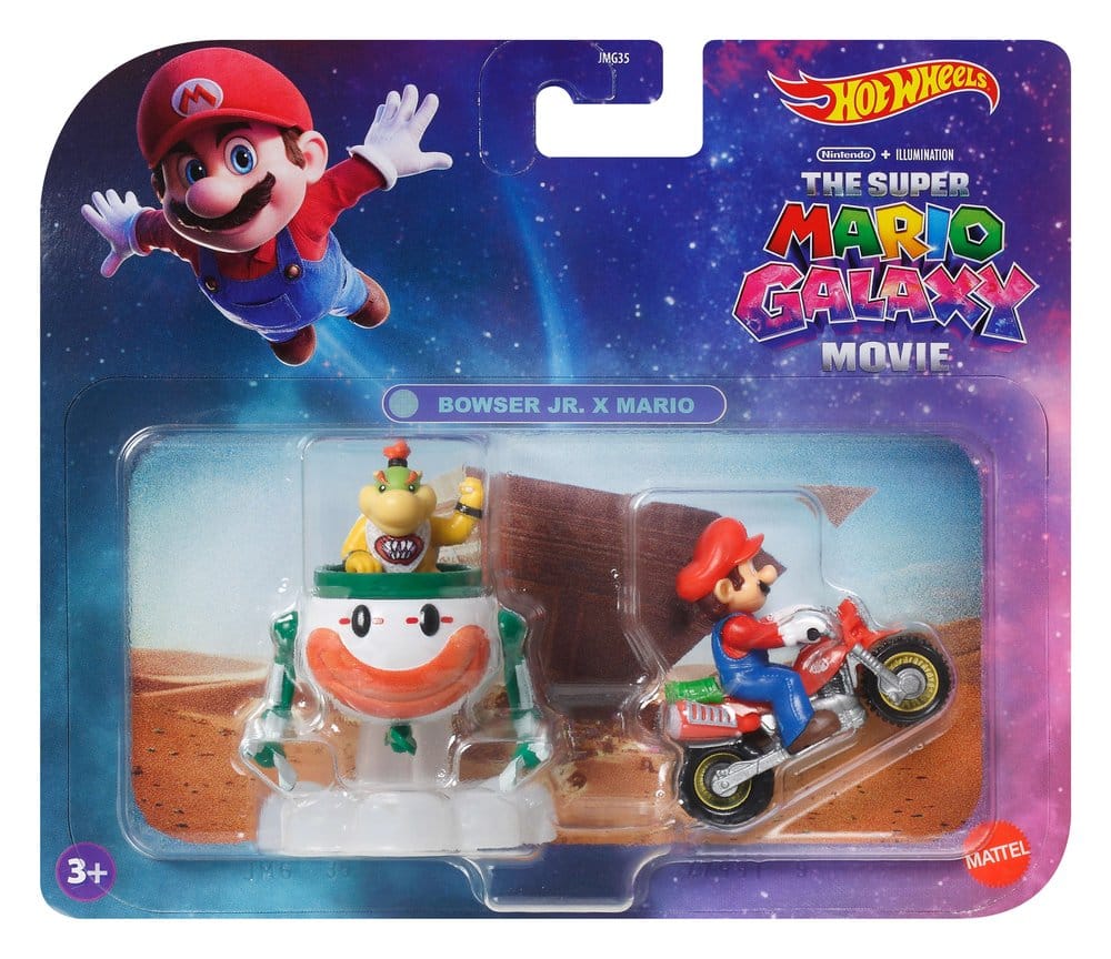 Super Mario Hot Wheels Die-Cast Vehicles 2-Pack 1/64 Mario & Bowser Jr.