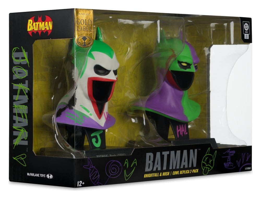 DC Direct Gold Label 1/3 Scale Jokerised Hush / Knightfall Cowl Replica 2-Pack