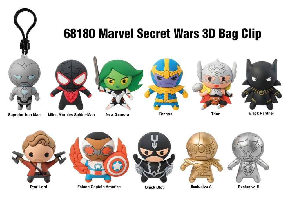 Marvel Secret Wars 3D PVC Bag Clips Series 1 Blind Bag Display (24)