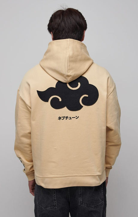 Naruto Shippuden Graphic Beige Hooded Sweater