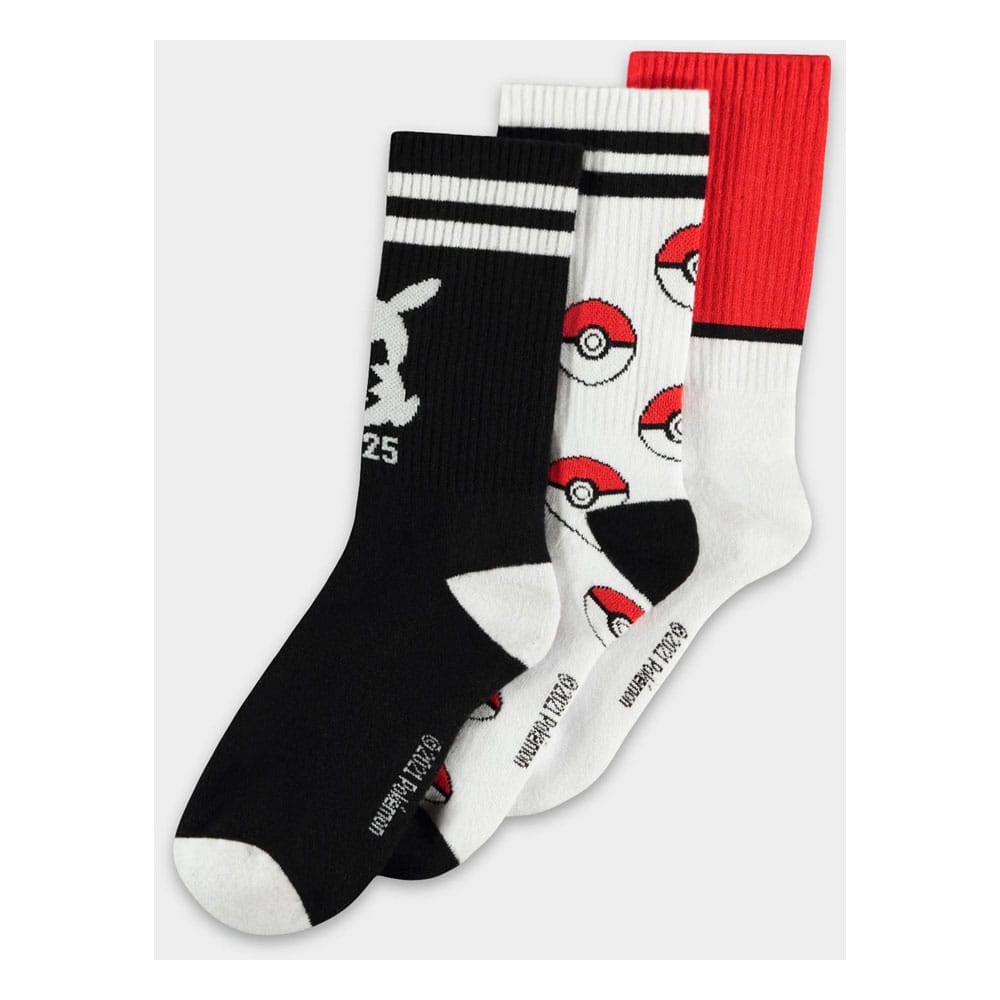 Pokémon Socks 3-Pack Pikachu Pokeball 39-42