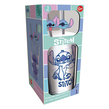 Disney Lilo & Stitch Glass Tumbler with Straws 485ml