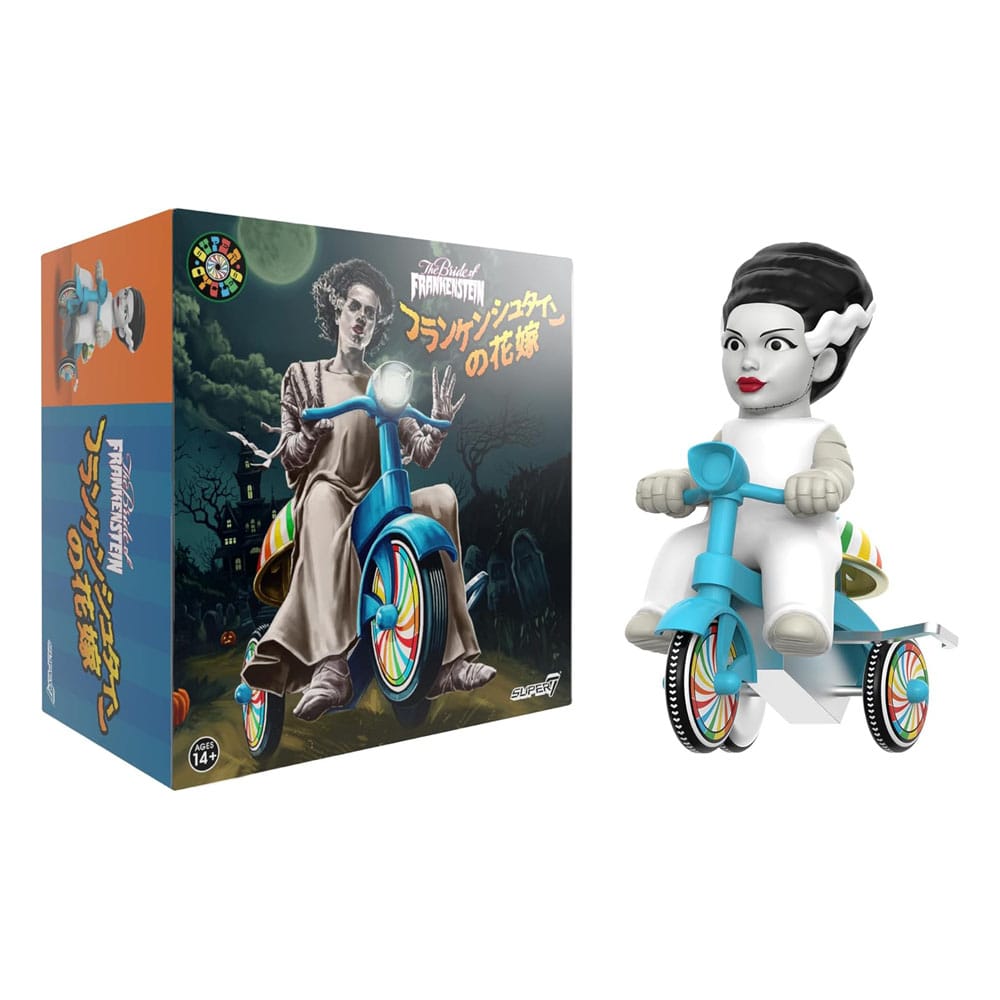 Universal Monsters Super Cycles Bride of Frankenstein (White with Blue Trike) 13 cm Action Figure