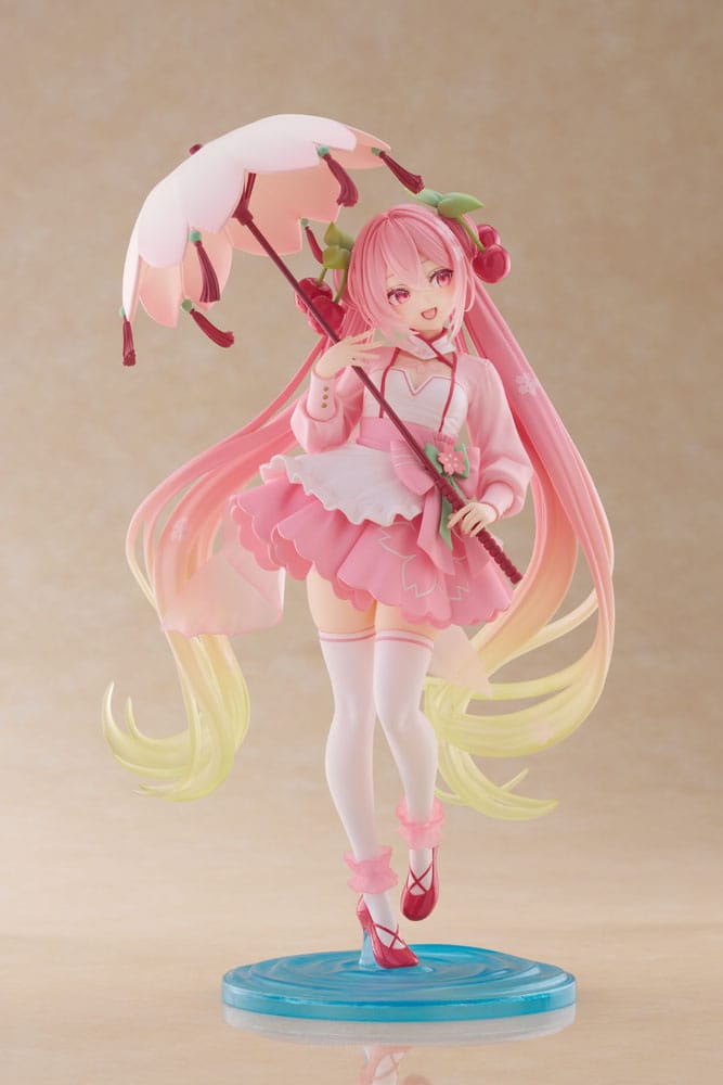 Hatsune Miku AMP PVC Statue Newley Written Sakura Miku Sakura Dress Ver. 21 cm