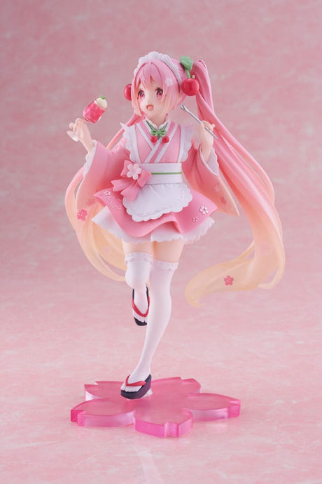 Hatsune Miku PVC Statue Newley Written Sakura Miku Japanese Cafe Ver. Reissue 18 cm
