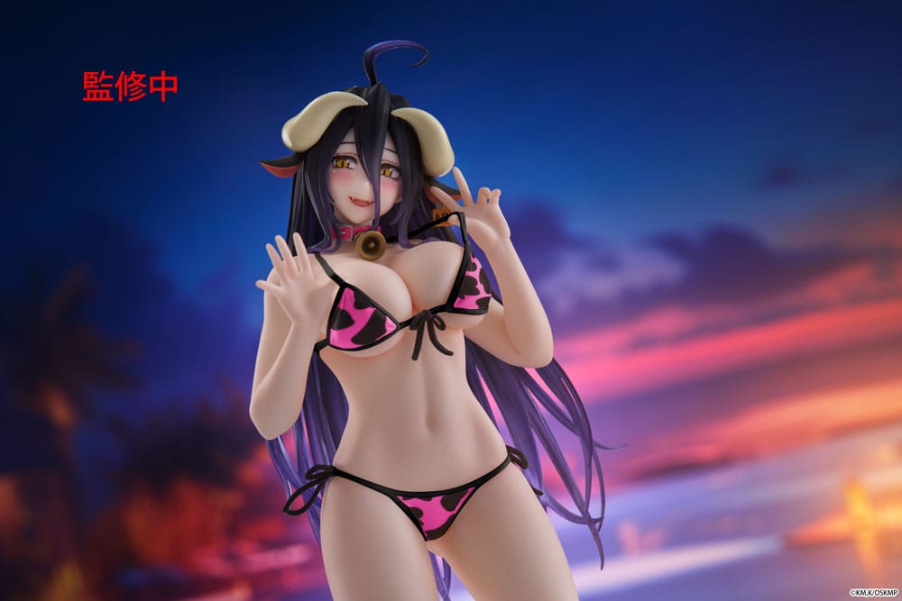 Overlord PVC Statue Desktop Cute Figure Albedo Cow-Print Swimsuit Ver. Renewal 13 cm