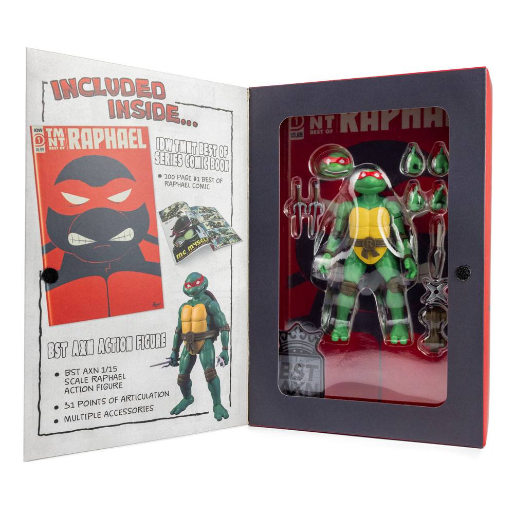 Teenage Mutant Ninja Turtles Raphael Exclusive 13 m BST AXN x IDW Action Figure & Comic Book