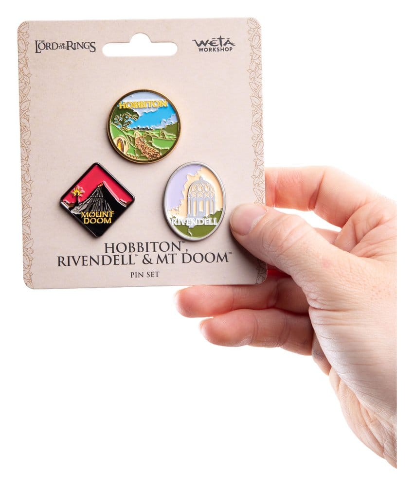 The Lord of the Rings Trilogy Pin Set Hobbiton, Rivendell & Mount Doom