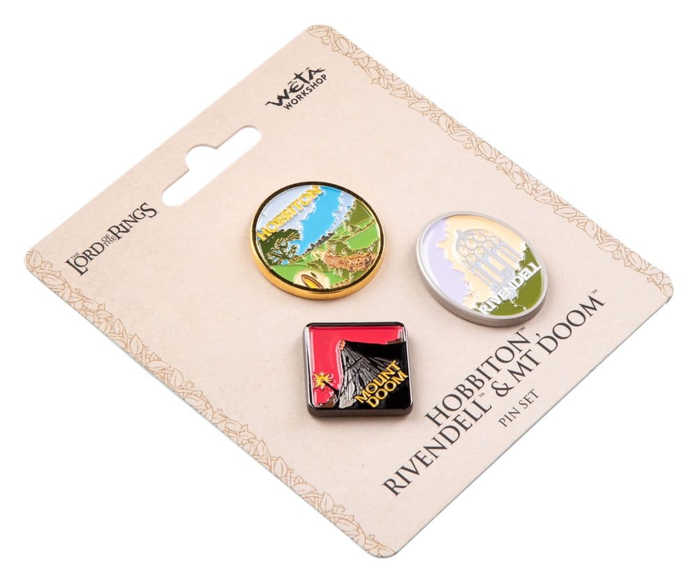 The Lord of the Rings Trilogy Pin Set Hobbiton, Rivendell & Mount Doom