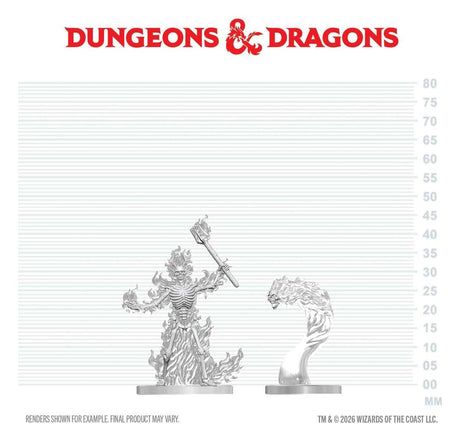 Dungeons & Dragons Nolzur's Marvelous Miniatures Unpainted Miniature Flaming Skeleton & Flameskull 14 cm
