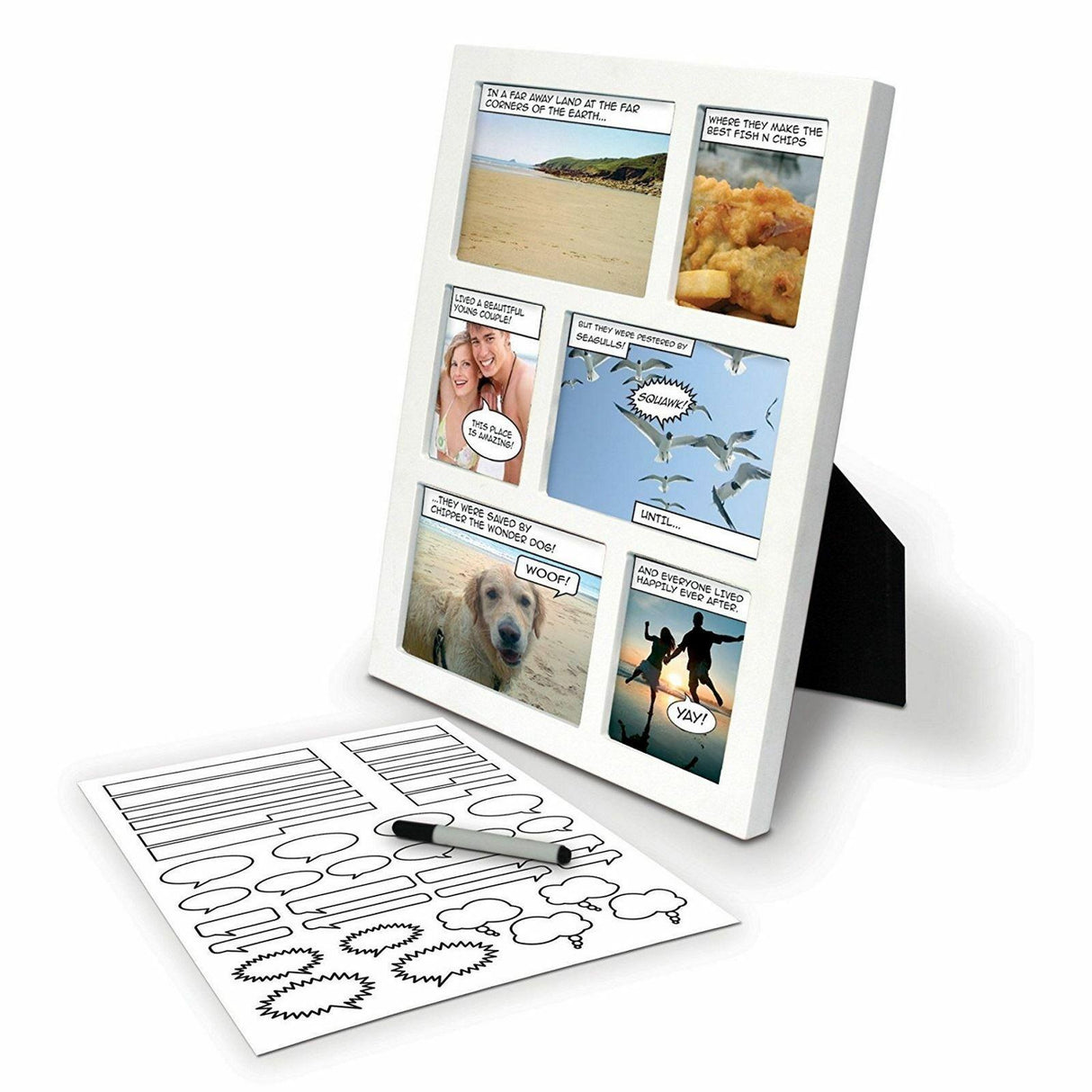 Marvel Comic Photo Frame Multi Picture White Frame With Speech Bubble Stickers & Marker