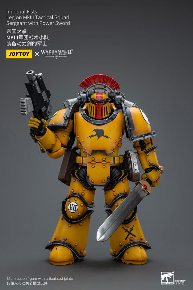 Warhammer The Horus Heresy Imperial Fists Legion MkIII Tactical Squad Sergeant with Power Sword 12cm 1/18 Scale Action Figure