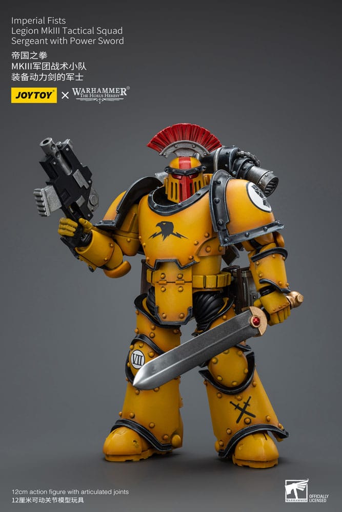 Warhammer The Horus Heresy Imperial Fists Legion MkIII Tactical Squad Sergeant with Power Sword 12cm 1/18 Scale Action Figure