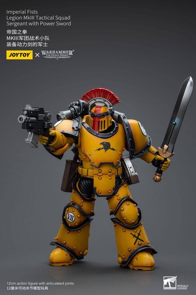 Warhammer The Horus Heresy Imperial Fists Legion MkIII Tactical Squad Sergeant with Power Sword 12cm 1/18 Scale Action Figure