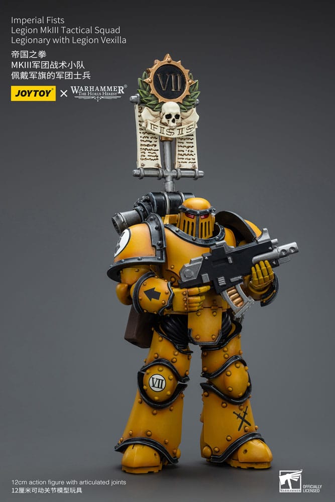 Warhammer The Horus Heresy Imperial Fists Legion MkIII Tactical Squad Legionary with Legion Vexilla 12cm 1/18 Scale Action Figure