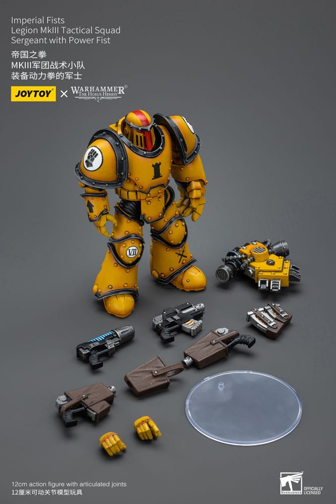 Warhammer The Horus Heresy Imperial Fists Legion MkIII Tactical Squad Sergeant with Power Fist 12cm 1/18 Scale Action Figure